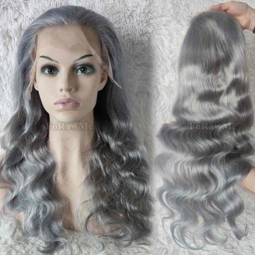 Gray 180% Density Ombre Blonde Straight Lace Front Wigs Body Wave Human Hair Wigs 99J 1B/613