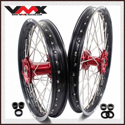 VMX 21/18 Enduro Wheels Fit GAS GAS Enduro Bike 2018-2020 Fit Rieju 2021-2022 Red Hub Black Rim
