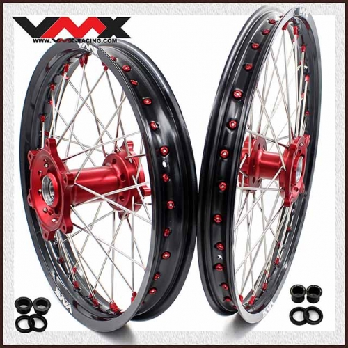 VMX 21/18 enduro Wheels Rims Fit HUSQVARNA TE/TC/TXC/SMR 2000-2013 Red Nipple