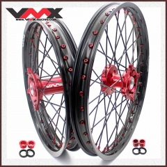 VMX 21/19 MX Wheels Rim Fit SUZUKI RMZ250 RMZ450 Red Hub Red Nipple Black Rim/Spoke