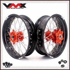 VMX 3.5/4.5 Motorcycle Supermoto Cush Drive Wheels Compatible with KTM EXC XCW 250 350 450 Orange