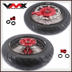 VMX 3.5/4.25 Motorcycle Supermoto Wheel Rim Set Tire Fit HONDA CRF250R CRF450R Red Hub