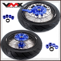 VMX 3.5/4.25 Motorcycle Supermoto Street Stunt Wheel With Tire Fit HUSABERG FE FC 250 450 Blue Hub