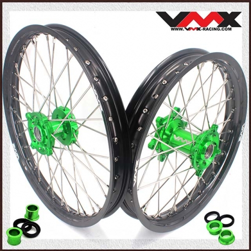 VMX 21/18 Motorcycle Wheels Rims Set Fit KAWASAKI KX250F KX450F 2006-2018 Green Hub