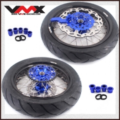 VMX 3.5/4.25 Motorcycle Supermoto Wheels With Tire Fit YAMAHA WR 250F 450F Blue Hub