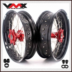 VMX 3.5/5.0 Motorcycle Dirt Bike Supermoto Wheel Set Fit BETA RR 2013-2024 Red Hub Black Rim