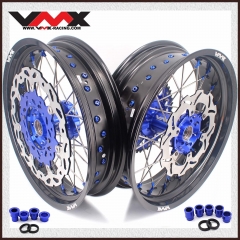 VMX Complete Supermoto Wheel Fit YAMAHA YZ250F/450F YZ125/250 Blue Nipple 320MM Disc