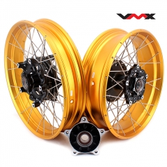 VMX 3.0*19"/4.25*17" Tubeless Wheels Set Fit for BMW F750GS 2019-2021 Black Hub Gold Rim