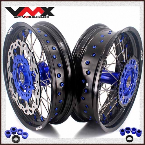 VMX 3.5/5.0 Motorcycle Casting Supermoto Wheels fit KTM EXC SXF 250 300 450 Blue Hub/Nipple Disc