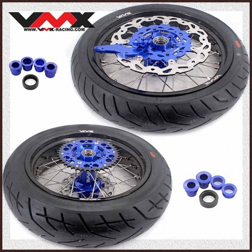 VMX 3.5/4.25 Motorcycle Supermoto Wheels With Tire Fit KTM EXC SX XC 125 530 Blue Hub