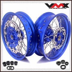 VMX 3.5/5.0 Motorcycle Supermoto Cush Drive Wheels Fit KTM690 SMC Blue Rim Disc