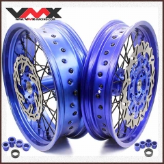VMX 3.5/5.0 Motorcycle Supermoto Wheel Disc Set Fit YAMAHA WR 250F 450F Blue Rim