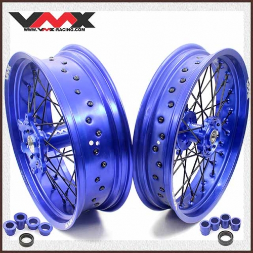 VMX 3.5/5.0 Motorcycle Supermoto Wheel Fit YAMAHA WR 250F 450F Blue Rim Black Spoke/Nipple