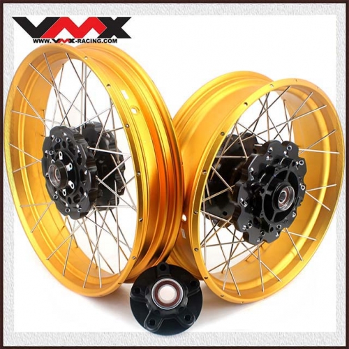 VMX Fit Honda Africa Twin CRF1000L 2016-2020 Tubeless Wheels 2.15*21"/4.25*18"  Gold Rim Black Hub
