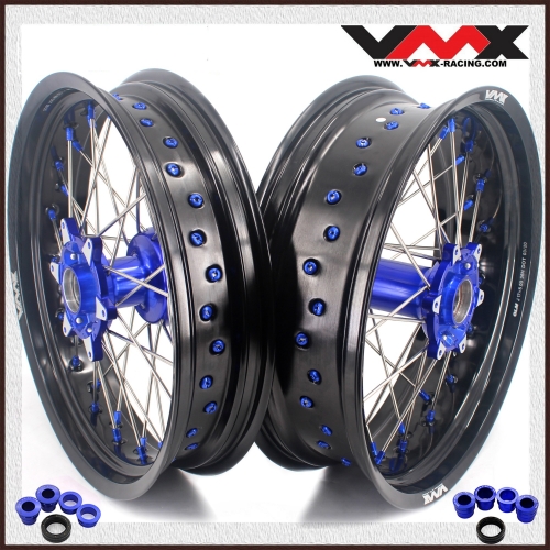 VMX 3.5/5.0 Supermoto Casting Wheels Fit HUSQVARNA TE TC FE FC 2014-2021 Blue Hub/Nipple