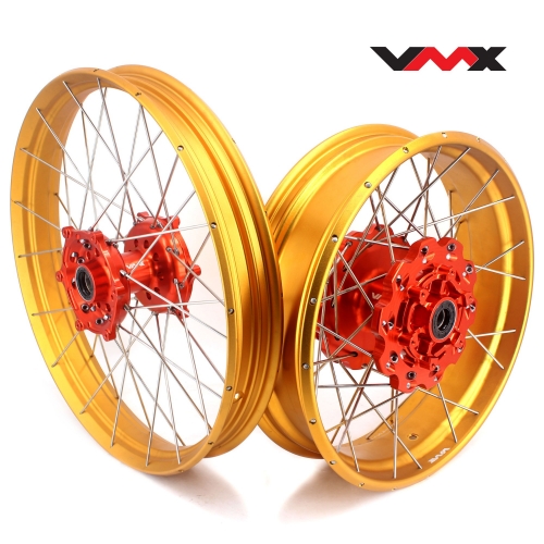 VMX Fit KTM790 Adventure R 2019-2021, KTM890 2021-2022 Tubeless Wheels 21/18  Rims Orange Hub Gold Rim
