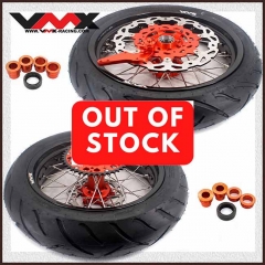VMX 3.5/4.25 Motorcycle Supermoto Wheels With Tire Fit KTM SX EXC 125 250 450 Orange Hub