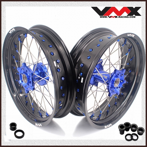 VMX 3.5/5.0 Motorcycle Supermoto Wheels Set Fit YAMAHA WR250F 450F 2018 Blue Nipple