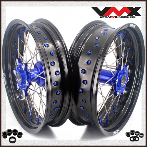 VMX 3.5*17"/5.0*17"  Supermoto Casting Dirt Bike Wheels Rims Fit HUSQVARNA TE TC FE FC 2014-2024 Blue Hub/Nipple