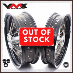 VMX 3.5/5.0 Motorcycle Supermoto Wheel Set Fit TM EN MX 2015-2020 Silver Hub Black Rim