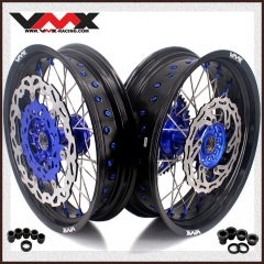 VMX 3.5/5.0 Motorcycle Supermoto Casting Wheels Rims Disc Fit YAMAHA YZ125 YZ250F YZ450F Blue Hub/Nipple