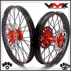 VMX 21/18 Dirt Bike Enduro Wheels Rims Disc Fit KTM EXC XCW 2003-2022 Orange Nipple Black Spoke
