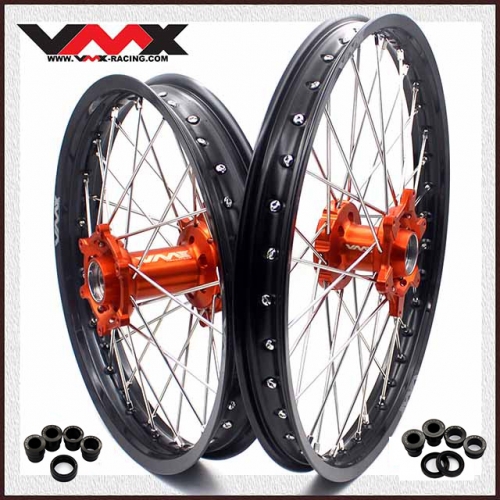 VMX 21/19 MX Off-road Wheel Set Compatible with KTM XC-F SXF XC-W 530 2003-2022 Orange Hub
