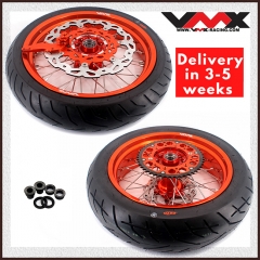VMX 3.5/5.0 Motorcycle Supermoto Casting Wheels CST Tire Compatible with KTM EXC SXF 2003-2022 Orange Rim