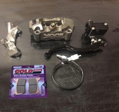 VMX CNC Front 4 Piston Brake Caliper kit + Adapter + Mater Cylinder + Brake Pads