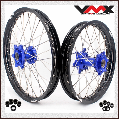 VMX 21/18 Enduro Motorcycle Wheels Rims Set Compatible with KTM EXC 125-530cc 2003-2022 Blue Hub
