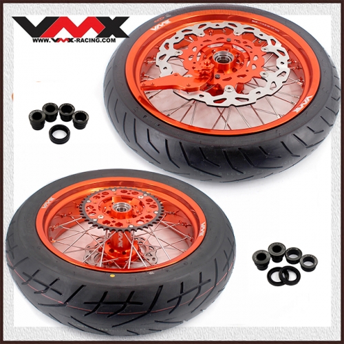 VMX 3.5/5.0 Motorcycle Supermoto Wheels Orange Rim CST Tire Compatible with KTM EXC SXF 2003-2024