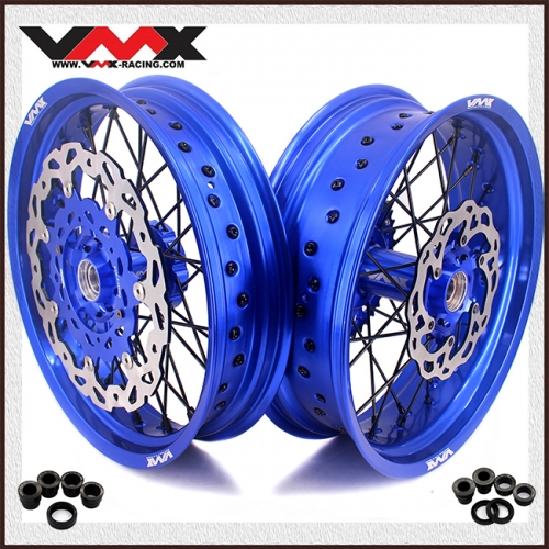 VMX 3.5/5.0 Motorcycle Supermoto Wheels Set Compatible with KTM SX-F EXC  Blue Rim