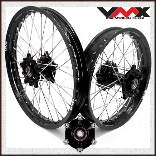 VMX 1.85*21"/2.5*18"  Motorcycle Wheels Rims Set Fit YAMAHA Tenere 700 Black Hub Black Rim