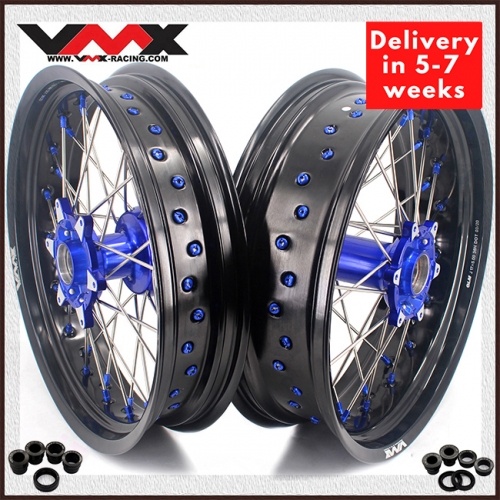 VMX 3.5*17"/5.0*17"  Supermoto Casting Wheels Rims Fit HUSQVARNA TE TC FE FC 2014-2023 Blue Hub/Nipple