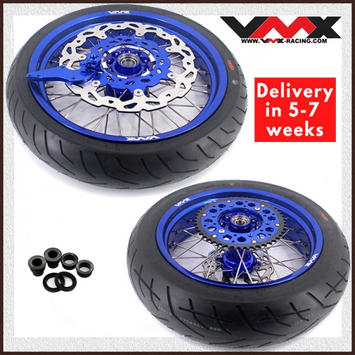 VMX 3.5*17"/5.0*17" Motorcycle Supermoto Casting Wheels With CST Tire Fit HUSQVARNA TE TC FE FC 2014-2023 Blue Rim