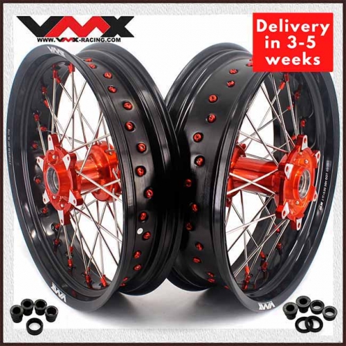 VMX 3.5/5.0 Motorcycle Casting Supermoto Wheels Rims Fit KTM SX-F EXC 250 300 450 Orange Nipple