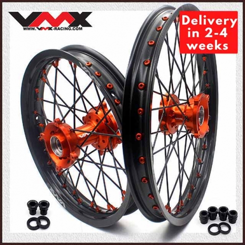 VMX 19/16 Kid's Big Wheel Compatible with KTM85 SX 2003-2020 Black Spoke Orange Nipple