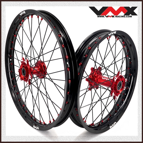 VMX 1.6*21" /2.15*18" Electric Bike Wheels Fit Surron Ultra Bee  Dirt Bike Rim  Red Nipple Black Spoke