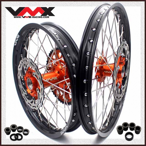 VMX 21/18 Enduro Racing Wheel Set Compatible with KTM EXC-F 250 400 2003-2023 Orange