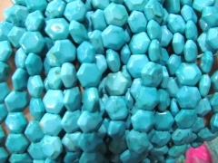 2strands 10mm turquoise semi precious coin disc round handmade faceted hexagon blue beads