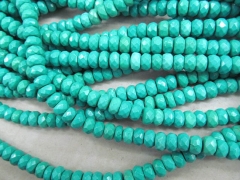 high quality 2strands 3x4 4x6 5x8mm Stabilized turquoise semi precious round rondelle faceted green 