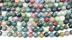 wholesale 2strands 4-16mm Natural Indian agate DIY bead Round Ball faceted green purple red rainbow 