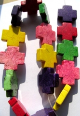 wholesale 5strands 15x15mm turquoise beads handmade crosses multicolor jewelry charm bead