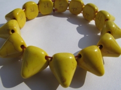 20%off-- batch turquoise semi precious sharp spikes cone yellow assortment jewelry beads bracelet 14