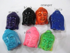 wholesale turquoise buddha carved multicolor loose beads jewelry 25x35mm 12pcs