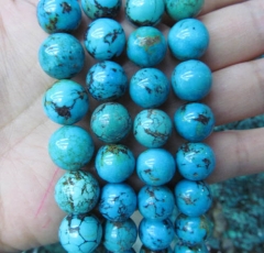 4 6 8 10 12mm full strand AA grade genuine turquoise beads round green blue tibetant jewelry beads