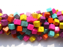 wholesale bulk turquoise cute square box cubic multicolor jewelry beads focal 8x8mm --5strands 16"/p
