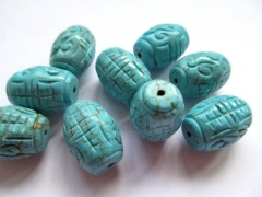 15x20mm full strand turquoise semi precious barrel rice carved tibetant jewelry beads