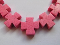 high quality 20mm 2strands turquoise semi precious crosses pink assortment jewelry bead