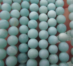 wholesale 2strands 4-16mm Natural amazonite gemstone Round Ball green matte jewelry beads